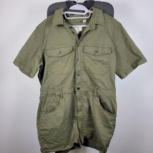 Universal Thread Olive Green Short Sleeve Denim Collared Jumpsuit Romper Size 17